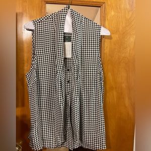 Ralph Lauren | Women’s Houndstooth Sleeveless Blouse | Plus Size 16 | 100% silk